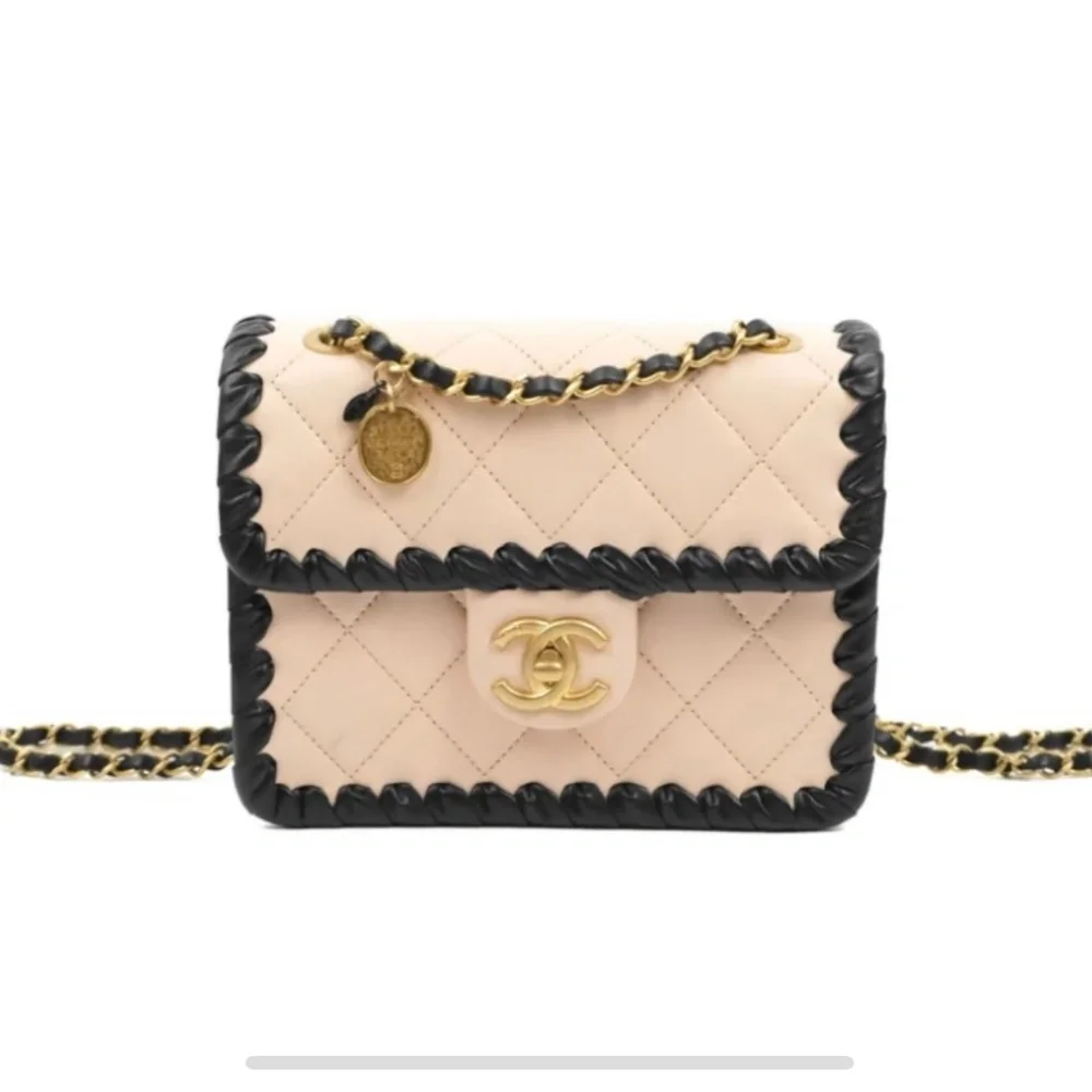 Chanel Lambskin & Black Whipstitch Mini Bag - Picture 1 of 13
